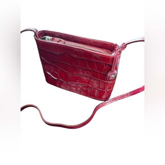 Monsac Original vintage Leather Handbag scarlet red 7” x 5” - Picture 11 of 12